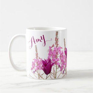 Mug Nom personnalisable Fleurs roses Amy boho floral f