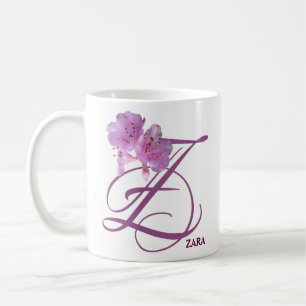 Mug Nom personnalisable fleurs roses rétro style Zara