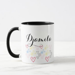 Mug Nom personnalisable illustré avec Coeurs&fleurs