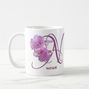 Mug Nom personnalisable Natalie joli art floral rose