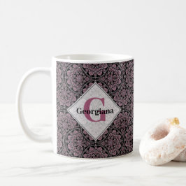 Mug Nom personnalisé 1920s Dusky Rose Floral Fronds Ma