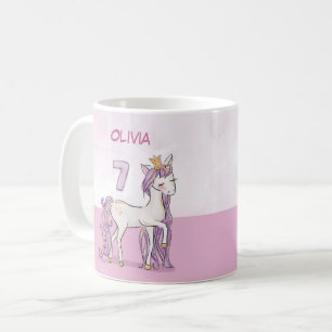 Mug Nom personnalisé 7e anniversaire Cheval rose avec 