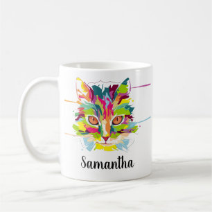 Mug Nom personnalisé Amoureux des chats arc-en-ciel