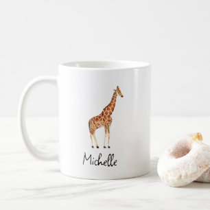 Mug Nom personnalisé Aquarelle Safari Animal Giraffe