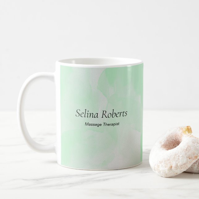 Mug Nom personnalisé aquarelle verte (Avec donut)