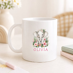 Mug Nom personnalisé bébé éléphant safari jungle