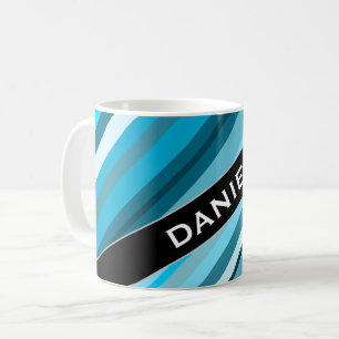 Mug Nom personnalisé; Bleu d'inspiration océanique/T