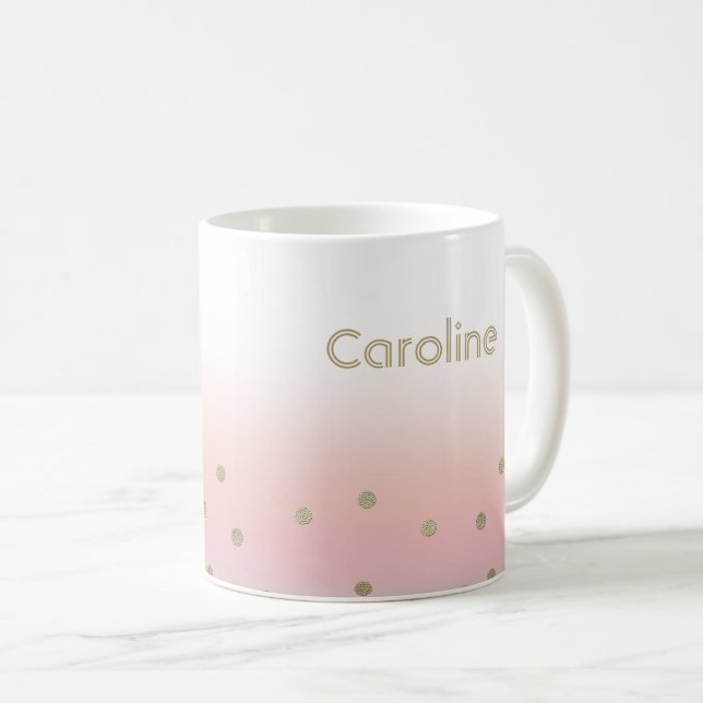 Mug Nom personnalisé Blush Pink Gold Cadeau de Noël (Devant droit)