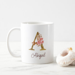 Mug Nom personnalisé Blush Rose Gold Foncé Lettre A