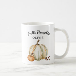 Mug Nom personnalisé Bonjour Citrouille épice Cosy Fal