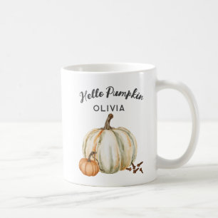 Mug Nom personnalisé Bonjour Citrouille épice Cosy Fal