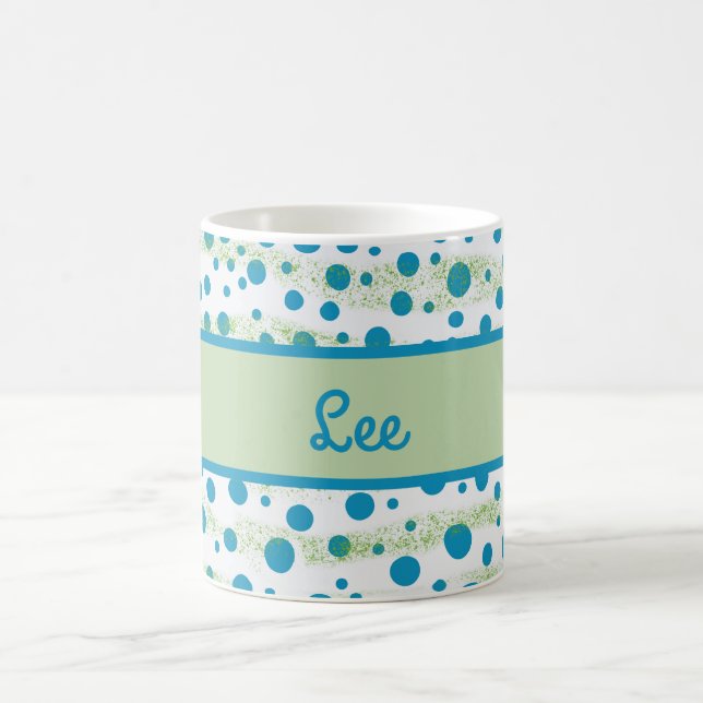 Mug Nom personnalisé By the Sea Blue and Green (Centre)