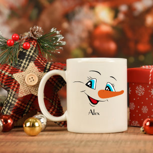 Mug Nom personnalisé Christmas Snowman Face