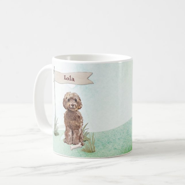 Mug Nom personnalisé Cockapoo Brown chien animal de co (Devant gauche)