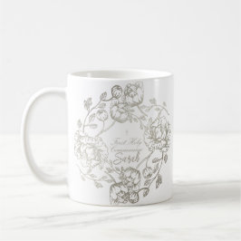 Mug Nom personnalisé Communion Floral Or