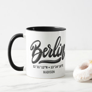 Mug Nom personnalisé Coordonnées Berlin Allemagne
