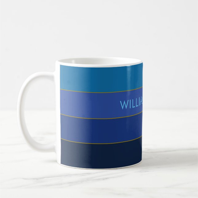 Mug Nom personnalisé Couleurs bleues Bloc de couleur (Gauche)