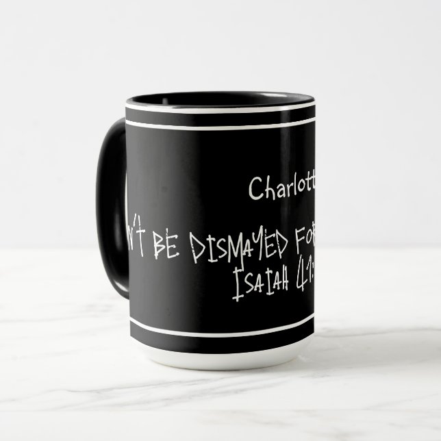 Mug Nom Personnalisé Coupe Noir & Blanc Avec Verset Bi (Devant gauche)