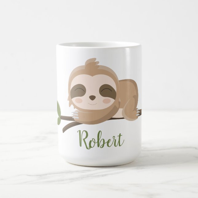 Mug Nom personnalisé Cute Sloth Sleeping (Centre)
