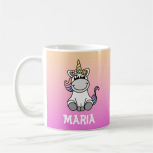 Mug Nom personnalisé Cute Unicorn Rainbow Gradient