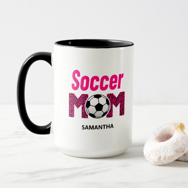 Mug Nom personnalisé de la maman de football personnal (Avec donut)