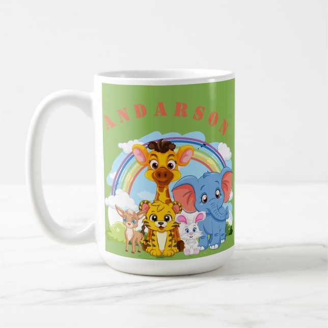 Mug Nom personnalisé de l'animal de la jungle (Gauche)