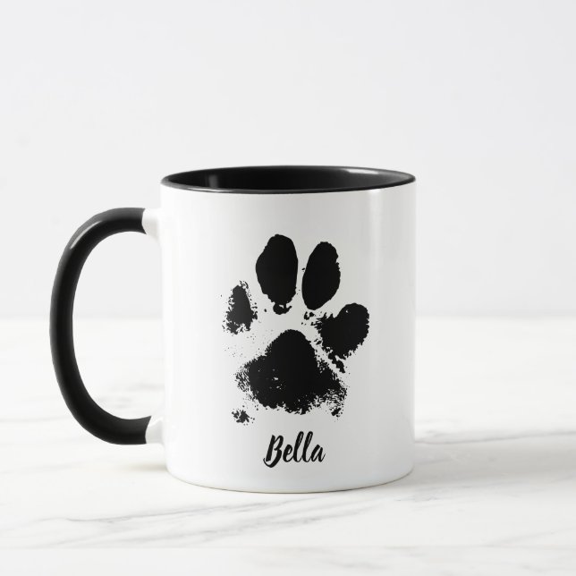 Mug Nom personnalisé de l'Empreinte de patte de chien  (Gauche)