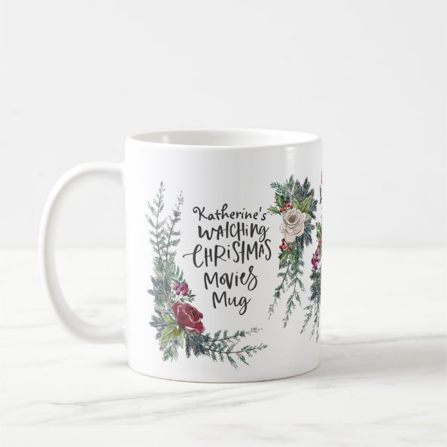 Mug Nom personnalisé de l'observation du film de Noël (Gauche)