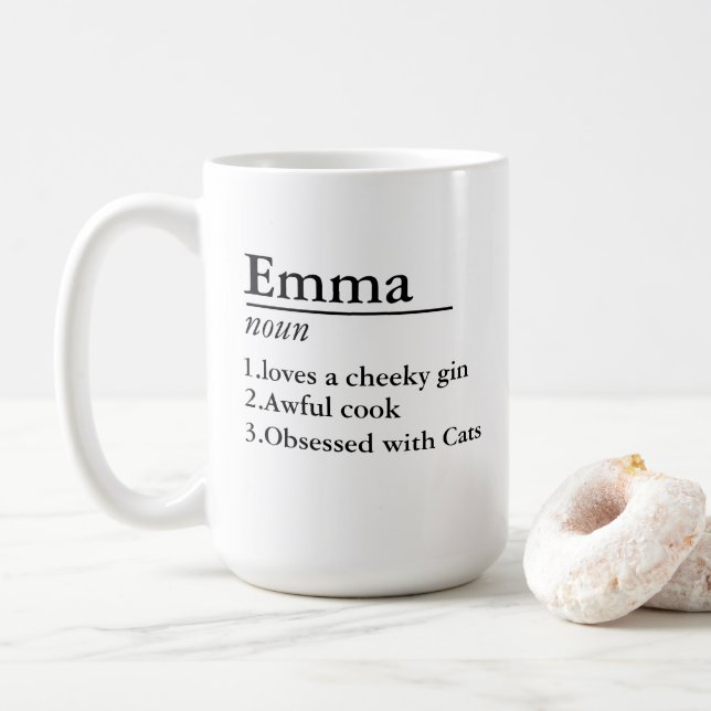 Mug Nom personnalisé Définition Gray Satin Laser (Avec donut)