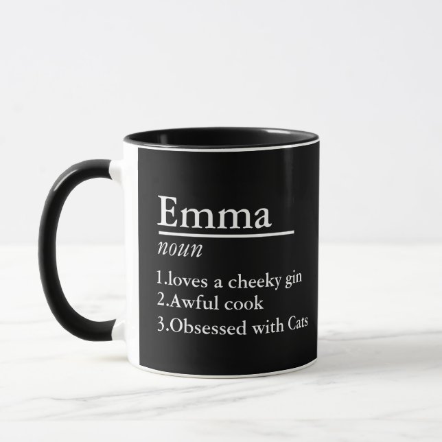 Mug Nom personnalisé Définition Gray Satin Laser (Gauche)