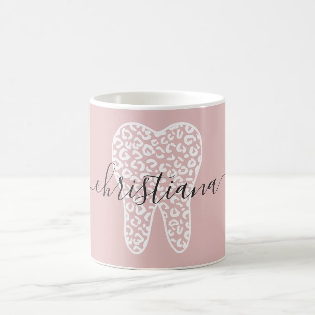 Mug Nom personnalisé Dental Empreinte de léopard Tooth (Centre)