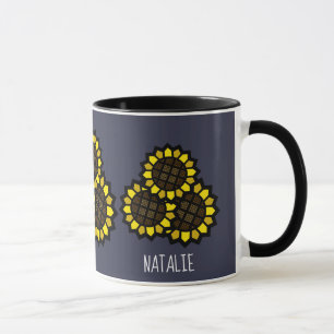 Mug Nom personnalisé des fleurs de soleil