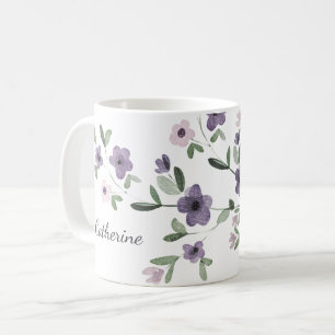 Mug nom personnalisé des fleurs lilas