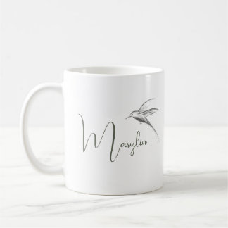 Mug Nom personnalisé Design minimal d'oiseaux