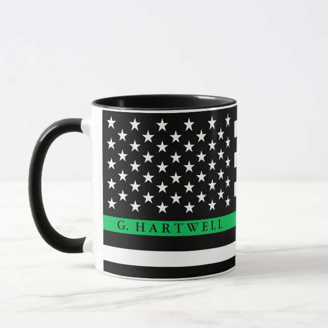 Mug Nom personnalisé du drapeau américain style Ligne  (Gauche)