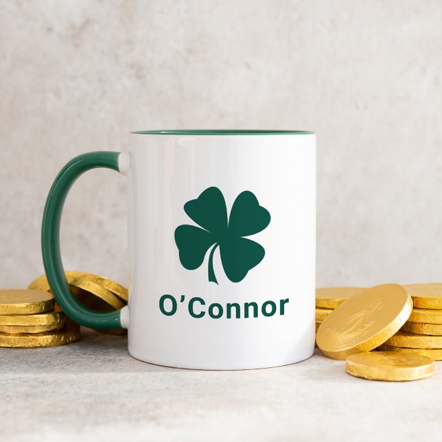 Mug Nom personnalisé du trèfle vert irlandais (Créateur téléchargé)