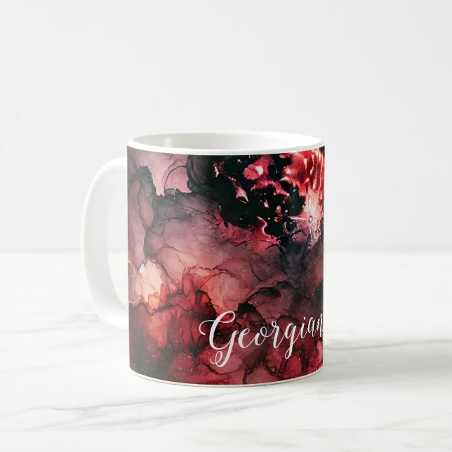 Mug Nom personnalisé Eerie Lune de sang Halloween Encr (Devant gauche)