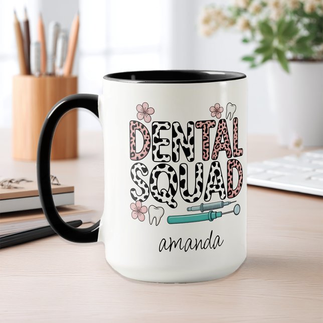Mug Nom personnalisé Escadrille dentaire (Personalized Dental Themed Coffee Mug)