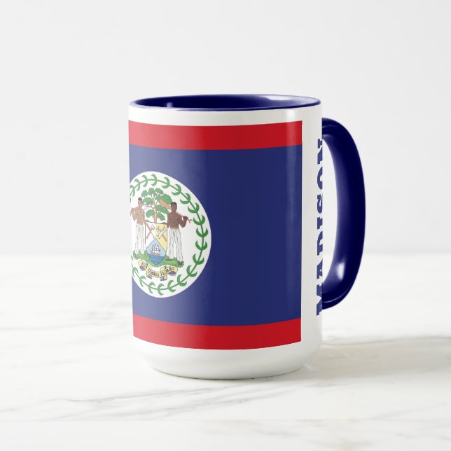 Mug Nom personnalisé et texte Belize Indicateur (Devant droit)