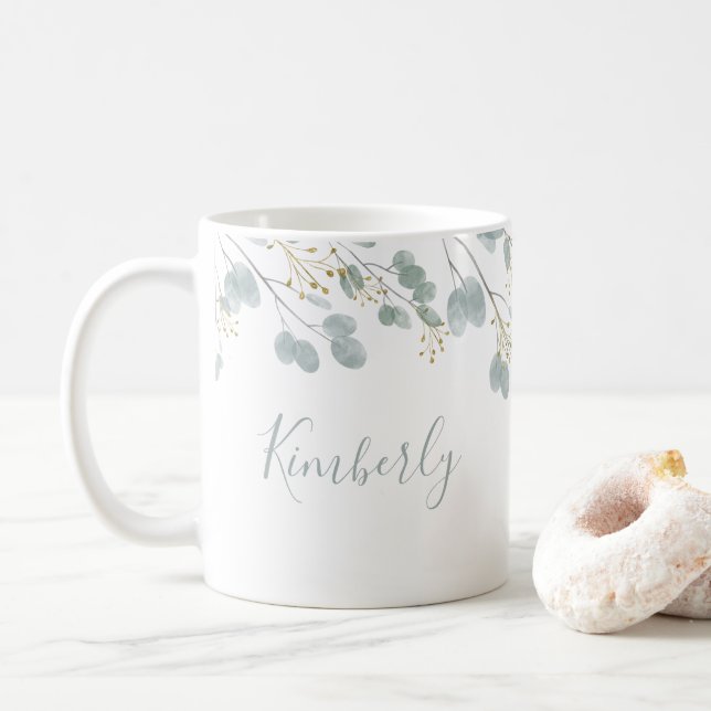 Mug Nom personnalisé Eucalyptus (Avec donut)
