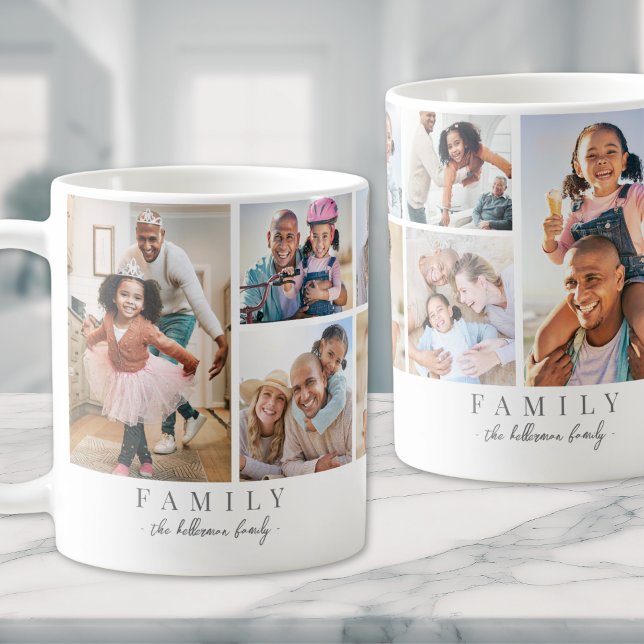 Mug Nom personnalisé Famille Photo Collage (Personalized Name Family Photo Collage Coffee Mug)