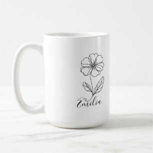 Mug Nom personnalisé Février primrose Fleur de naissan