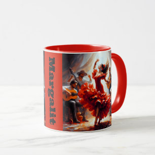 Mug Nom personnalisé Flamenco Latina Danse Espagnole