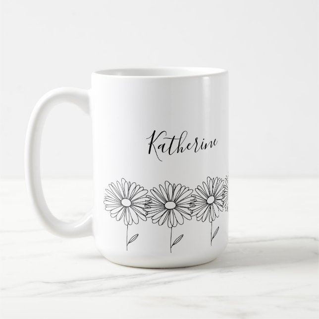 Mug Nom personnalisé Fleur de naissance marguerite d'a (Gauche)