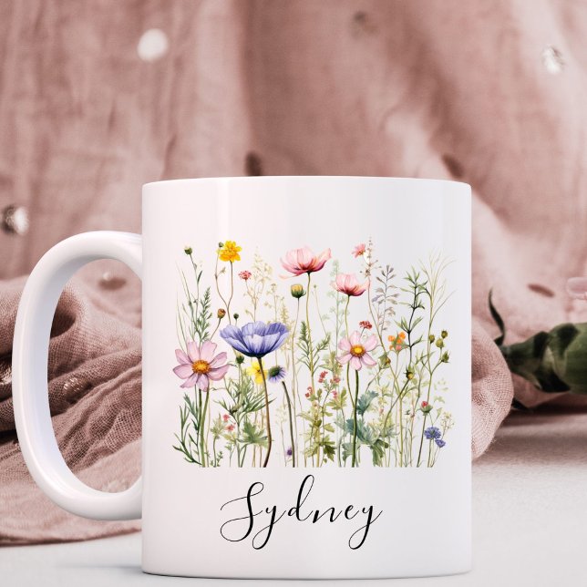 Mug Nom personnalisé fleur sauvage (Créateur téléchargé)