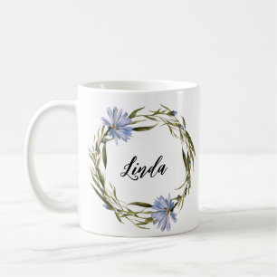 Mug Nom personnalisé Flower Wreath Aquarelle