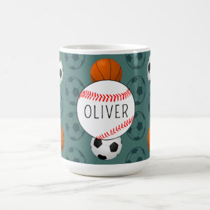 Mug Nom personnalisé garçons sports motif baseball enf