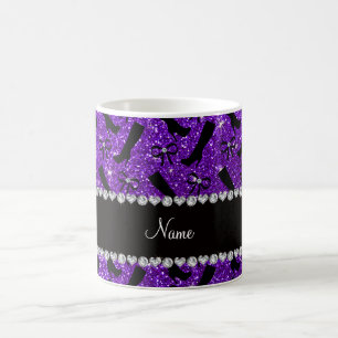 Mug Nom personnalisé indigo violet parties scintillant