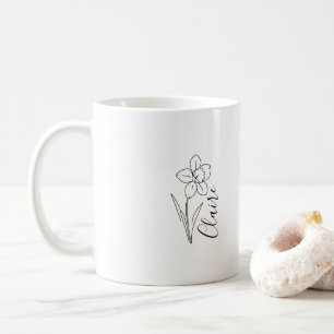 Mug Nom personnalisé Jonquille de mars Fleur de naissa