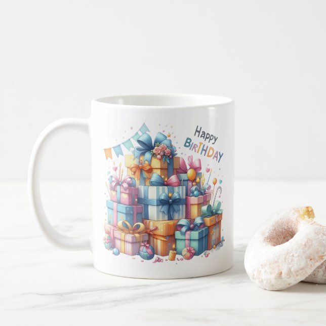 Mug Nom personnalisé Joyeux anniversaire (Avec donut)